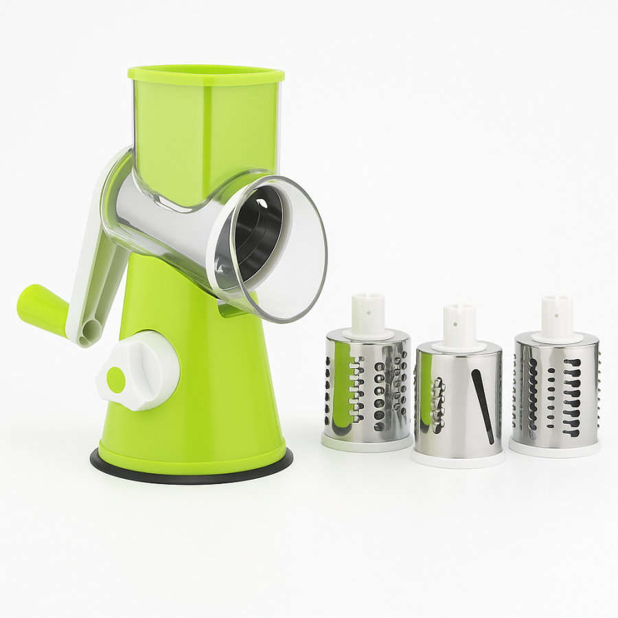 Овочерізка ручна KITCHEN MASTER з 3 насадками та присоскою, багатофункціональна