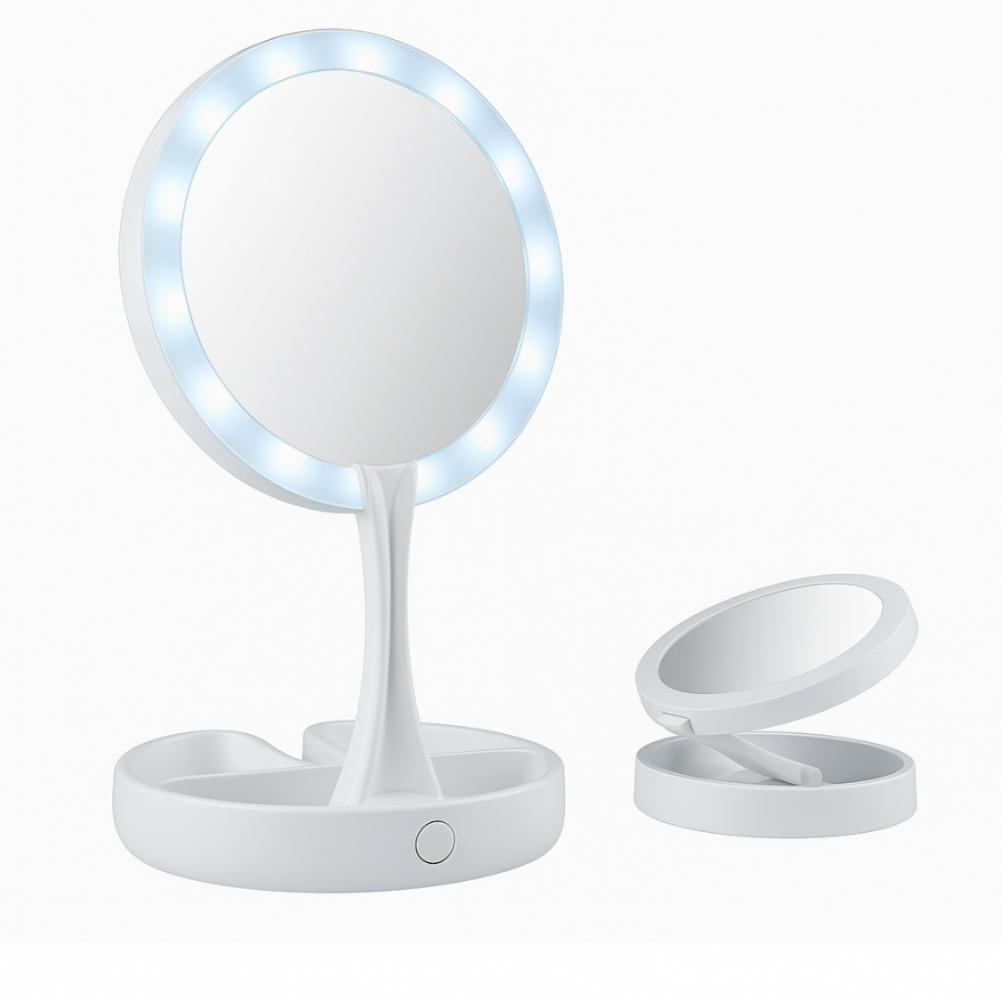 Складное зеркало с подсветкой My Fold Away Mirror круглое