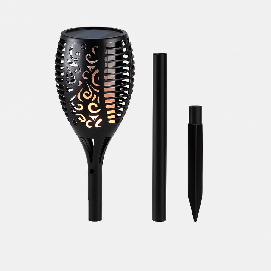 Уличный фонарь на солнечной батарее 50 см с эффектом пламени, водонепроницаемый для сада и газона