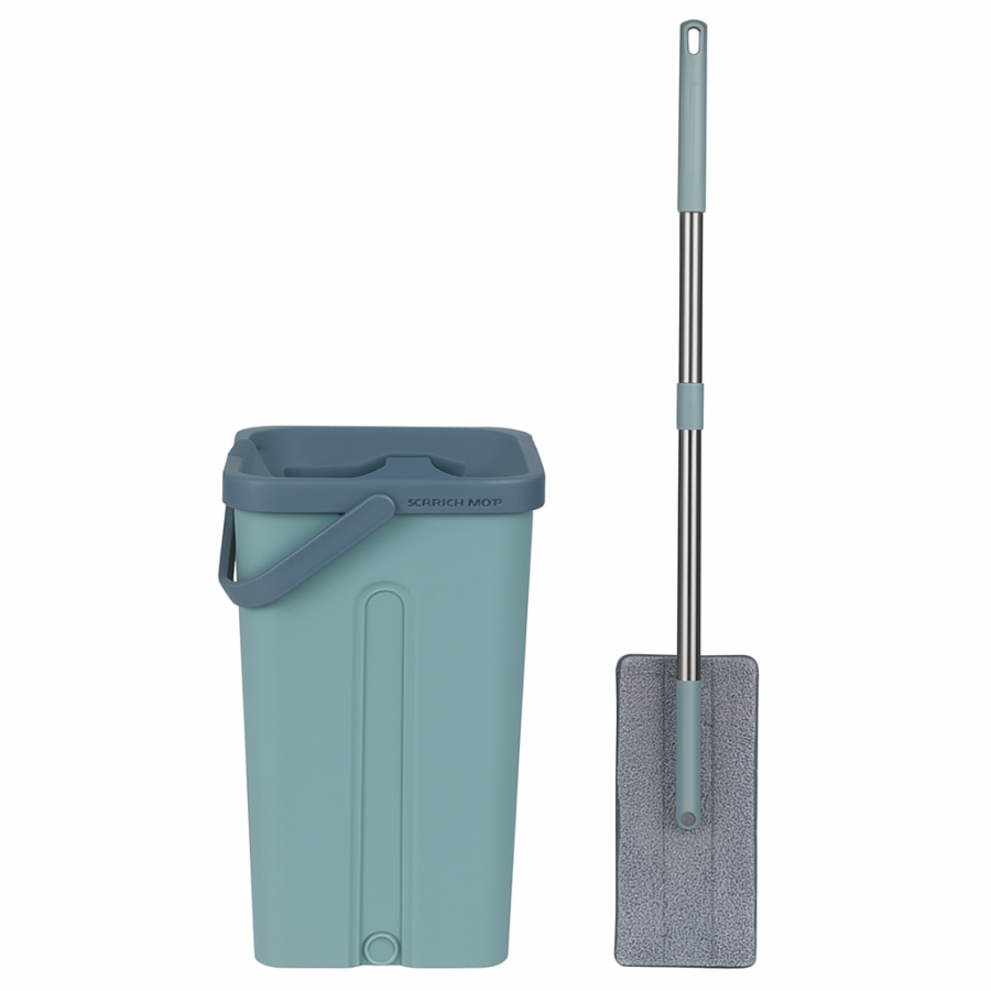 Швабра-лентяйка Scratch Mop с ведром 10 л — с вертикальным отжимом, Синий