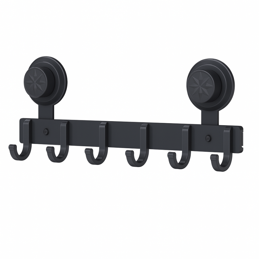 Металлическая дверная вешалка ЛОФТ на присосках, 6 крючков, Storage Rack
