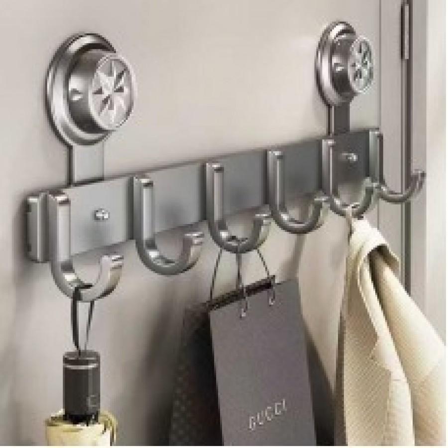Металлическая дверная вешалка ЛОФТ на присосках, 6 крючков, Storage Rack