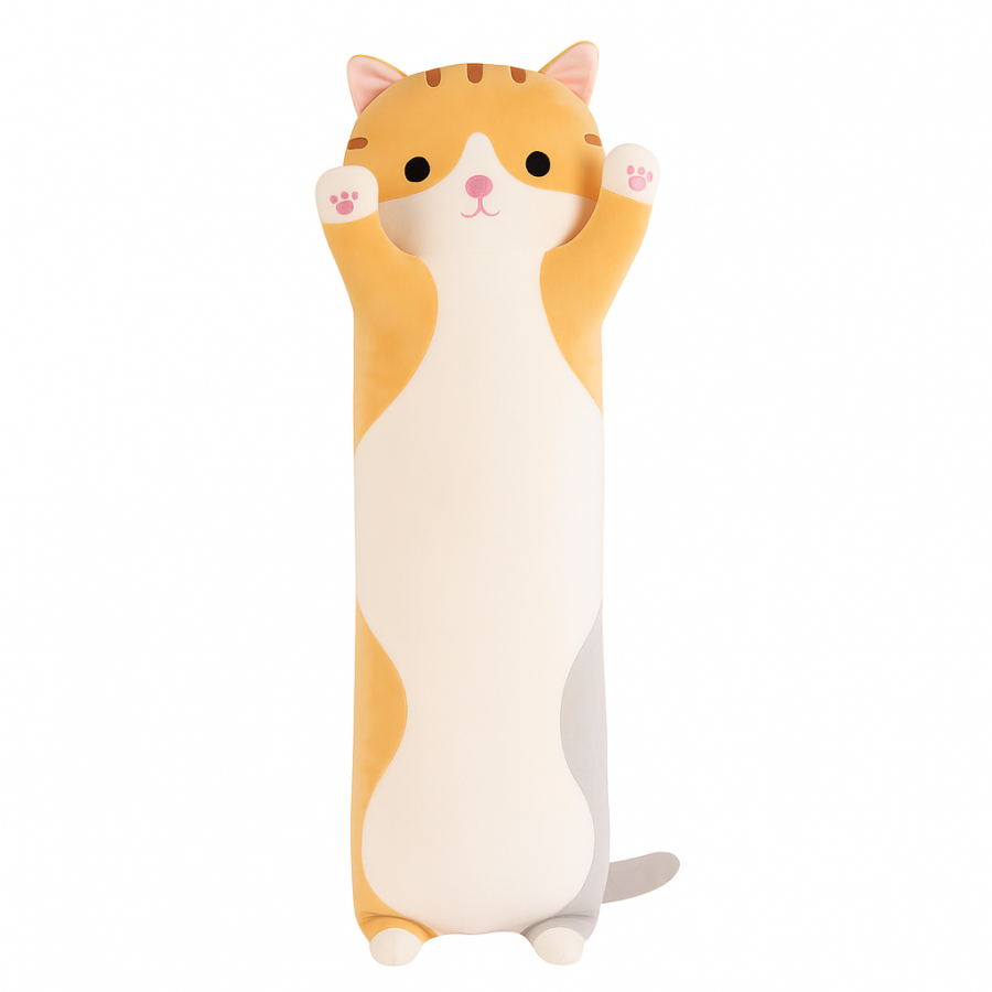 Плюшевая игрушка котик 50 см DOLL 1498-50 — мягкая подушка-обнимашка в виде кошки