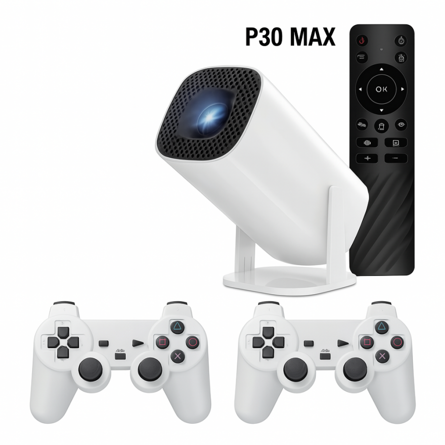 Проектор P30 MAX HA-197 — домашний кинотеатр и игровая консоль 2в1 с пультом и геймпадами