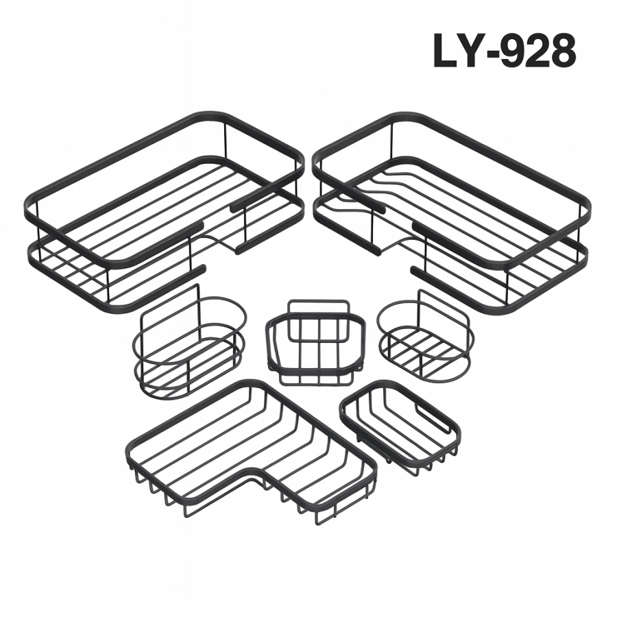 Кутова полиця для ванної LY-928 - настінні полиці без свердління, металевий набір