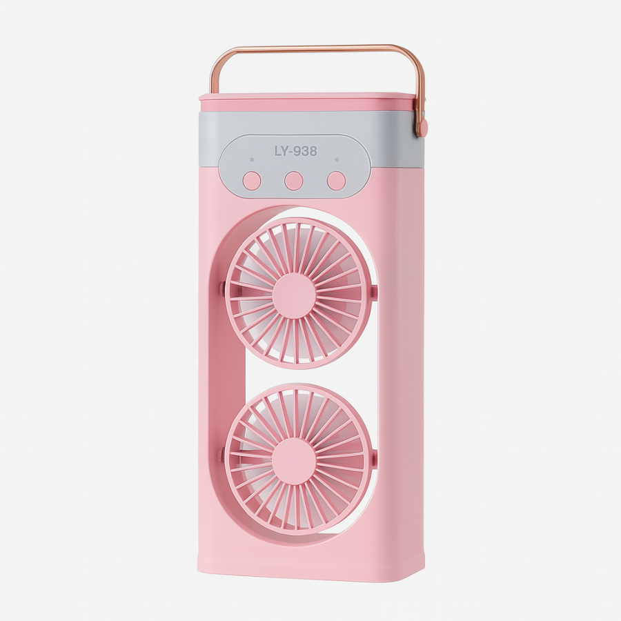 Вентилятор-зволожувач настільний LY-938 - 2 вентилятори + 3 режими туману, поворот на 180°