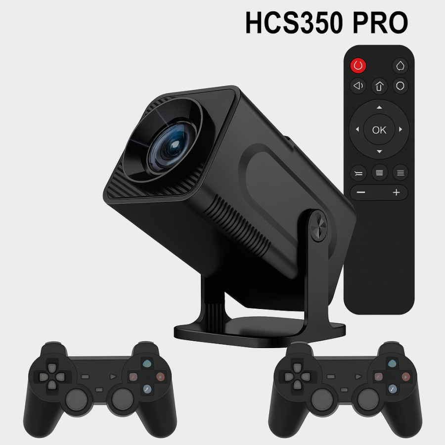 Смарт-проектор HCS350 PRO HA-196 — домашний кинотеатр и игровая консоль 2в1 с пультом и геймпадами