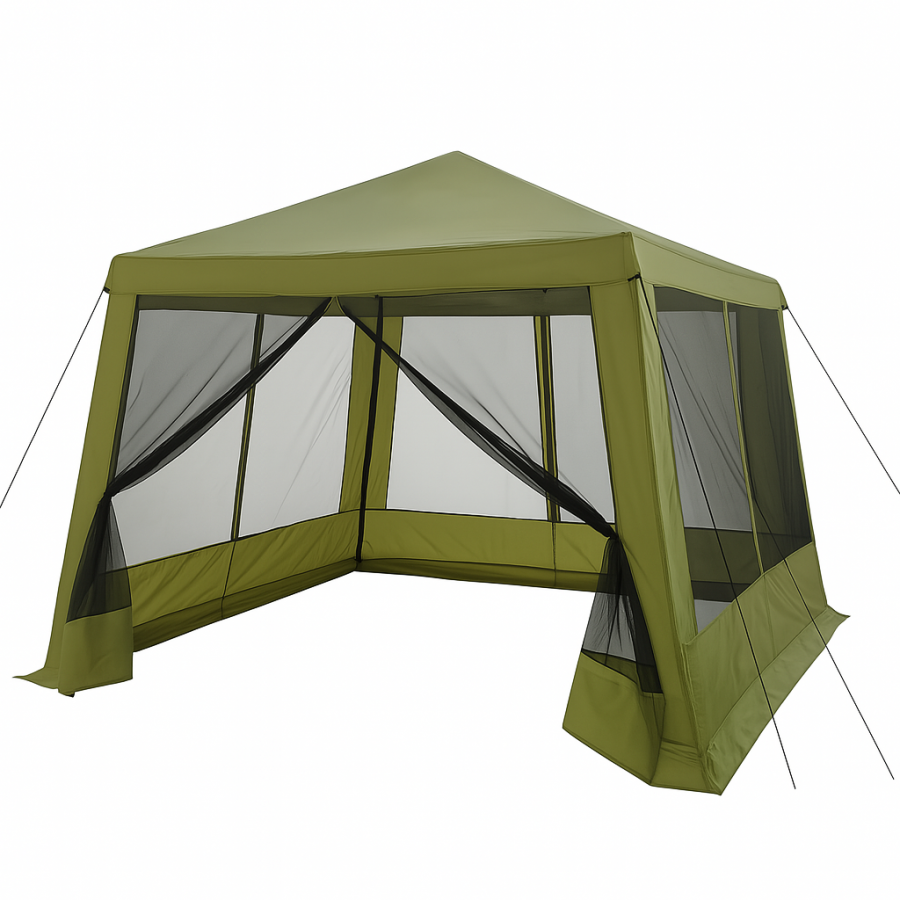 Шатер двухслойный 320×320×245 см с москитной сеткой и металлическим каркасом