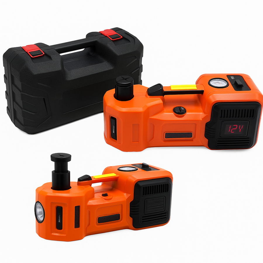 Электродомкрат 12V 3.5 тонны с компрессором и фонарем ZSY01-X (набор 3 в 1)