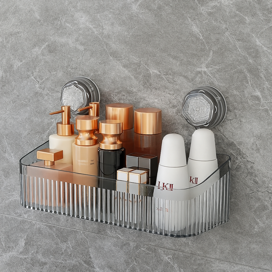 Органайзер для ванної на присосках - пластикова настінна полиця без свердління