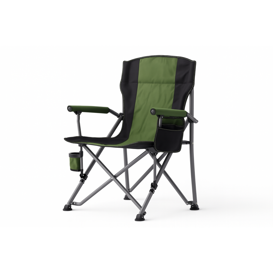 Туристический складной стул HX-64-1, синий, с подлокотниками и подстаканником