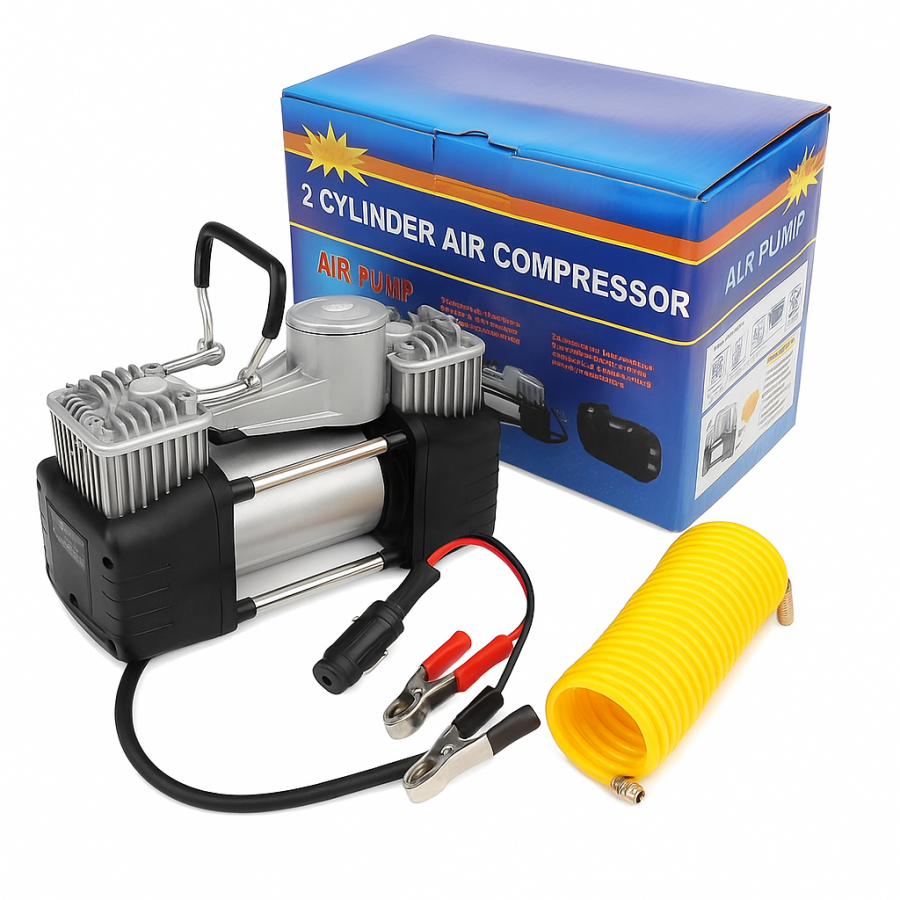 Компрессор для шин 12V DC Двухцилиндровый | Air Pump со шлангом