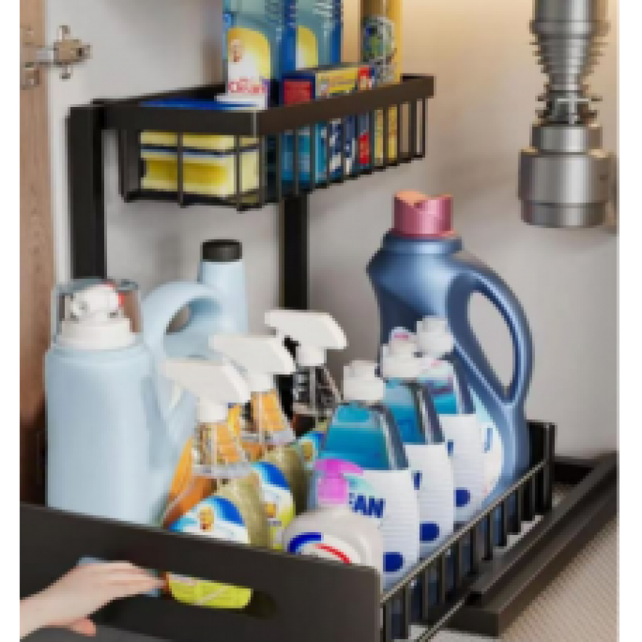 Кухонний стелаж-органайзер Storage Rack для миючих засобів та посуду, дворівневий