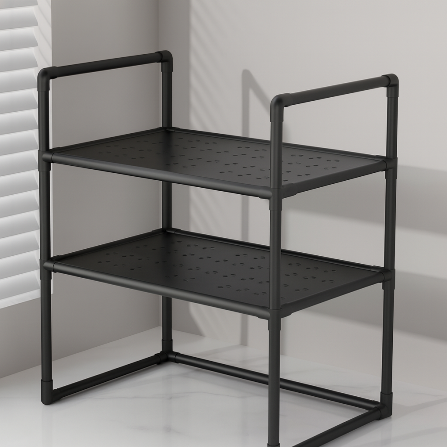 Стеллаж для микроволновки LY-1005, 3-уровневый кухонный органайзер, черный металл