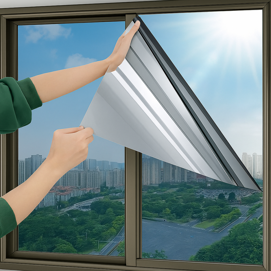 Дзеркальна сонцезахисна плівка для вікон 60×300 см, термозахисна плівка, що відбиває.