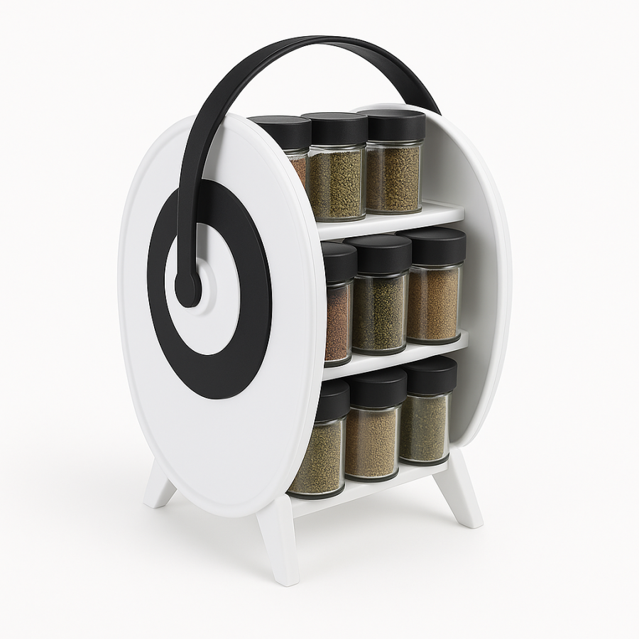 Контейнер для специй и круп, белый органайзер с баночками