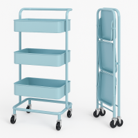 Етажерка на колесах 108-5, 3 полиці, складана, підлогова