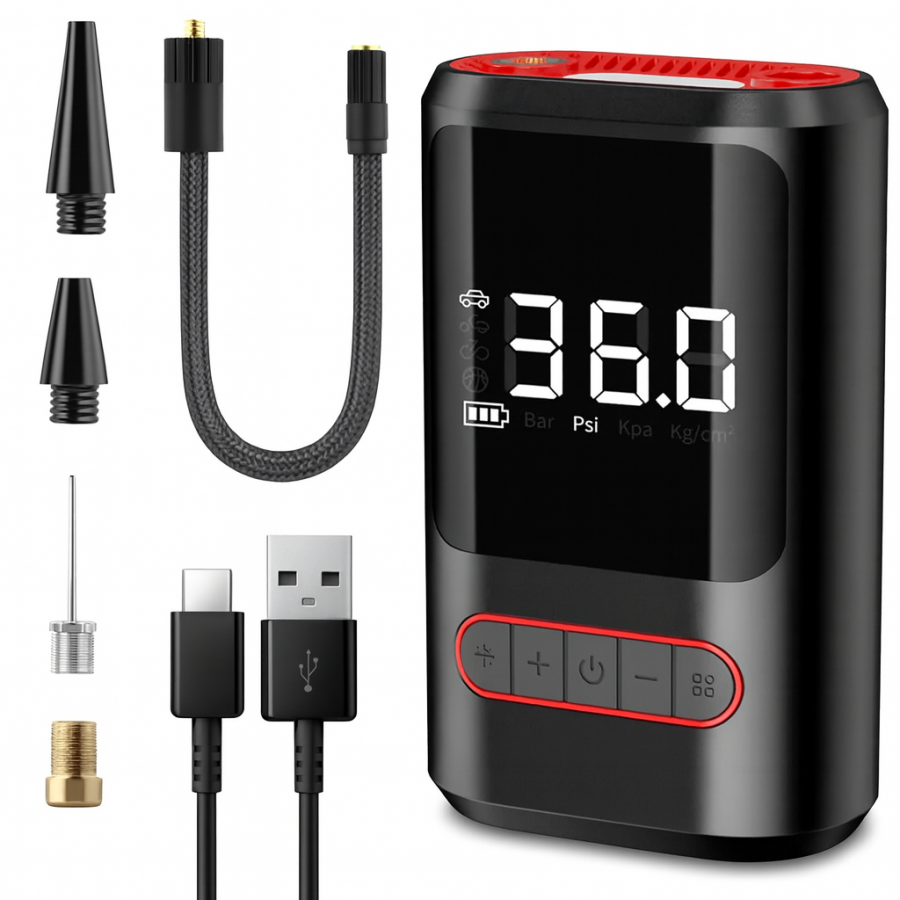 Автомобильный компрессор-насос CX-329, портативный, с аккумулятором 4000 мАч, 150 PSI