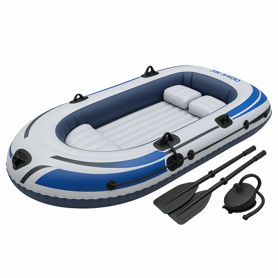 Надувний човен JR-2400 (264×145×41 см) з насосом, веслами та 2 подушками – туристичний човен