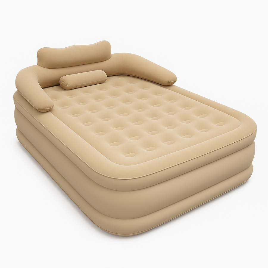 Надувний матрац JR-5064 (205×152×75 см) з підголовником та насосом Type-C