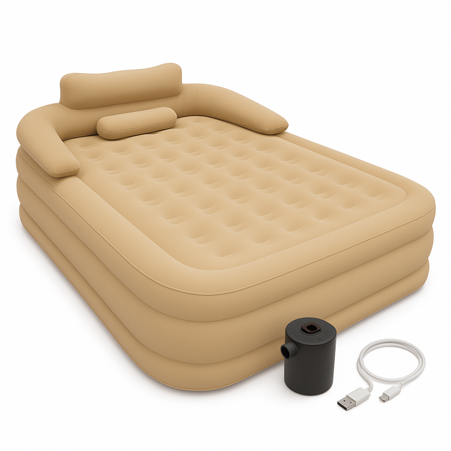 Надувний матрац JR-5065 (205×182×75 см, насос із акумулятором Type-C, 2-спальний)