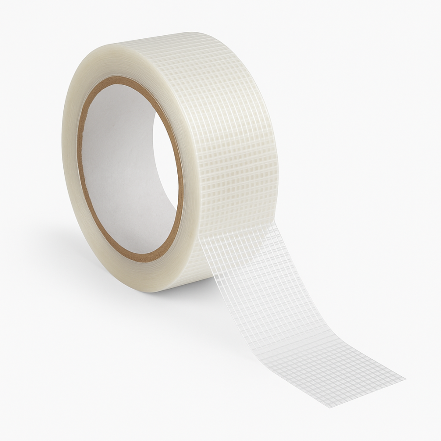 Сверхпрочная двусторонняя клейкая лента с армирующей нитью, прозрачная