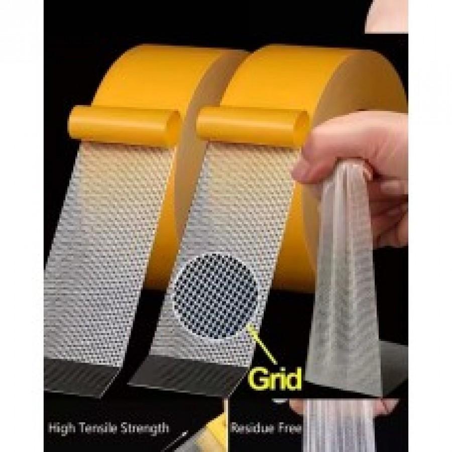 Сверхпрочная двусторонняя клейкая лента с армирующей нитью, прозрачная