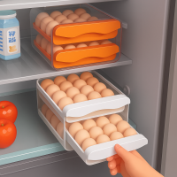 Контейнер для хранения яиц Egg Box — выдвижной лоток-органайзер для холодильника, 32 яйца
