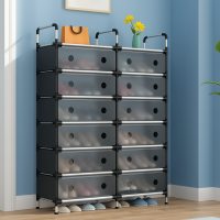 Обувница 2-секционная 7-уровневая 80×28×128 см — закрытый стеллаж для обуви с дверцами, модульный шкаф Shoe Rack