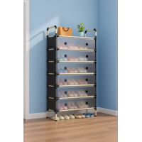 Обувница 7-уровневая 63×28×125 см — закрытая стойка для обуви с дверцами, модульный шкаф Shoe Rack