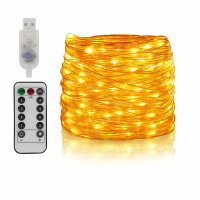 Гирлянда медная проволока 200 LED (20 м, тёплый свет, USB)