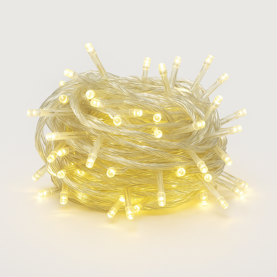 Гірлянда 400 LED (18 м, тепле світло, прозорий провід)