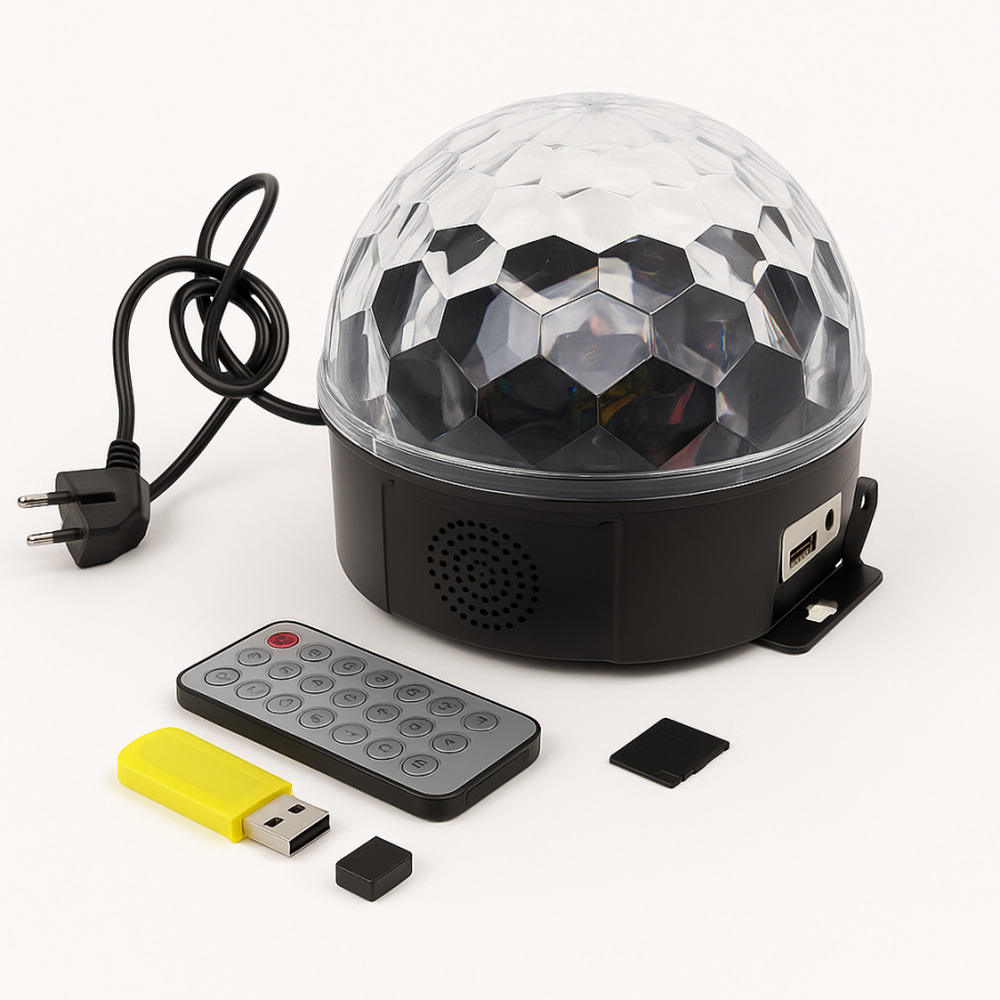 Диско-шар LED Magic черный с Bluetooth и пультом – музыкальный светильник для вечеринки