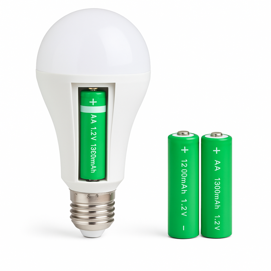 Аварійна LED-лампочка 20 Вт E27 з 2 акумуляторами ( лампа, що перезаряджається, з цоколем)