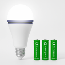 Аварійна світлодіодна лампочка 30 Вт E27 з трьома акумуляторами (LED-лампа, що перезаряджається)