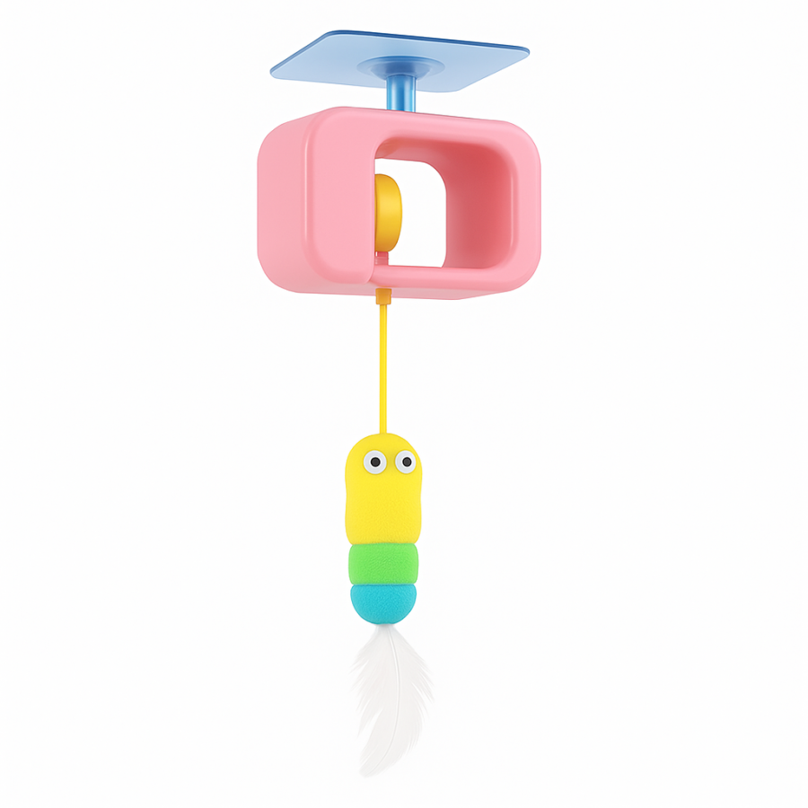 Игрушка для котов на присоске Pet Toy Ball — интерактивная электрическая игрушка с подвижным мячиком и пером