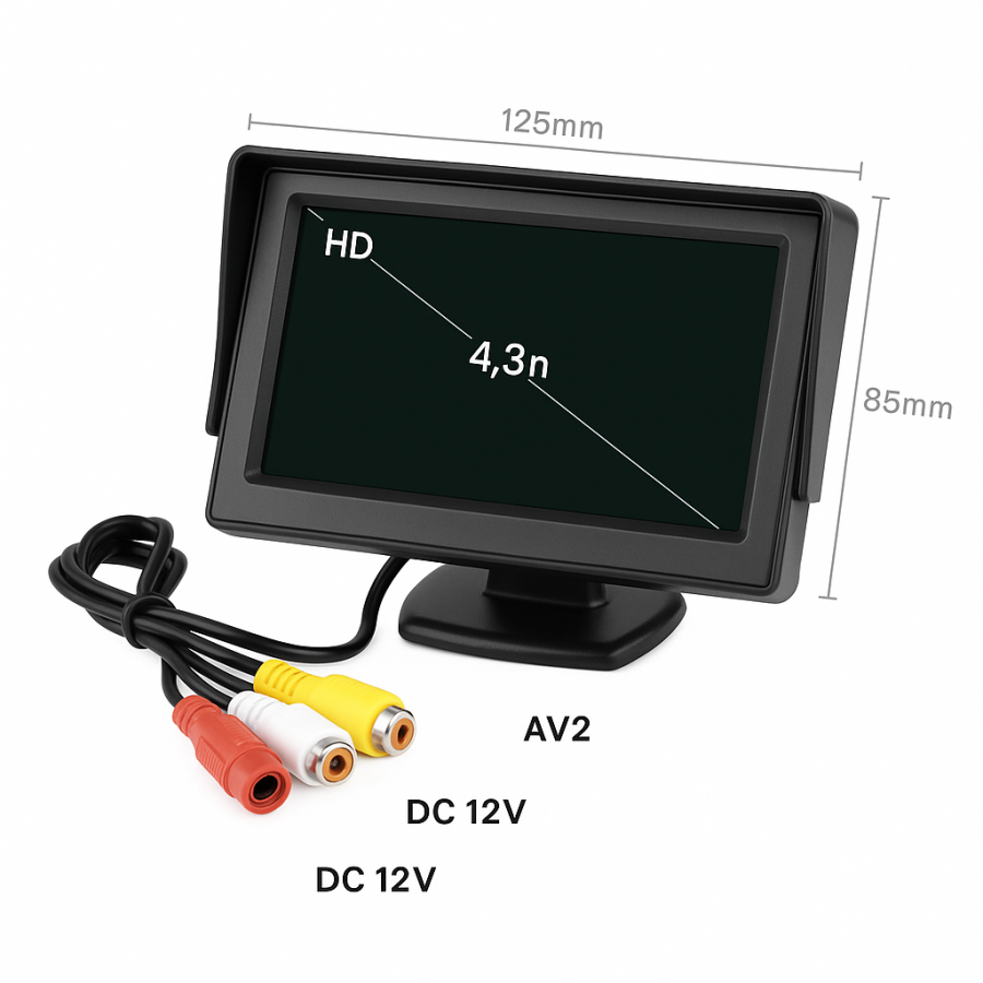 Автомобільний монітор HD 4.3" TFT РК-дисплей для камери заднього виду 12V