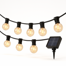 Вулична гірлянда 9 метрів / 30 ламп G-40 — сонячна гірлянда з пультом та теплим світлом 