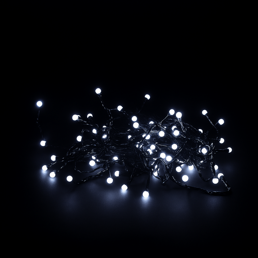 Гірлянда RD-7131 внутрішня, 200 LED, 18 метрів, чорний провід, колір ламп — білий