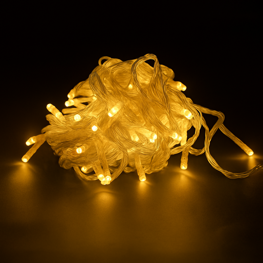 Гирлянда RD-7140 внутренняя, 100 LED, 9 метров, провод белый, цвет ламп — тёплый