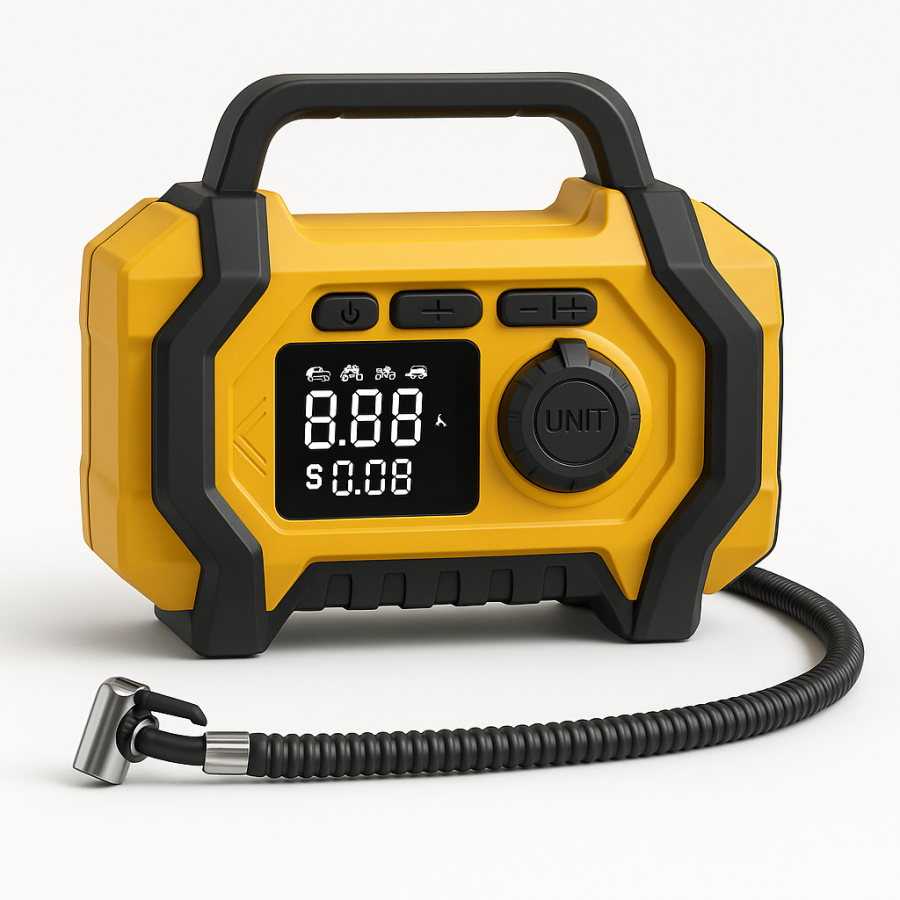 Портативний компресор ATJ-201 (3–150 PSI / 0.2–10.3 BAR) — автомобільний насос із цифровим дисплеєм та зарядкою Type-C