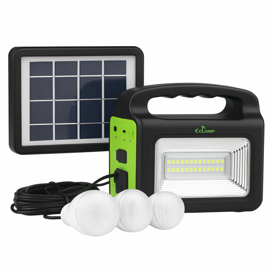 Портативна сонячна станція CL-01 100Вт із PowerBank + 3 LED лампи (сонячна панель 4W)