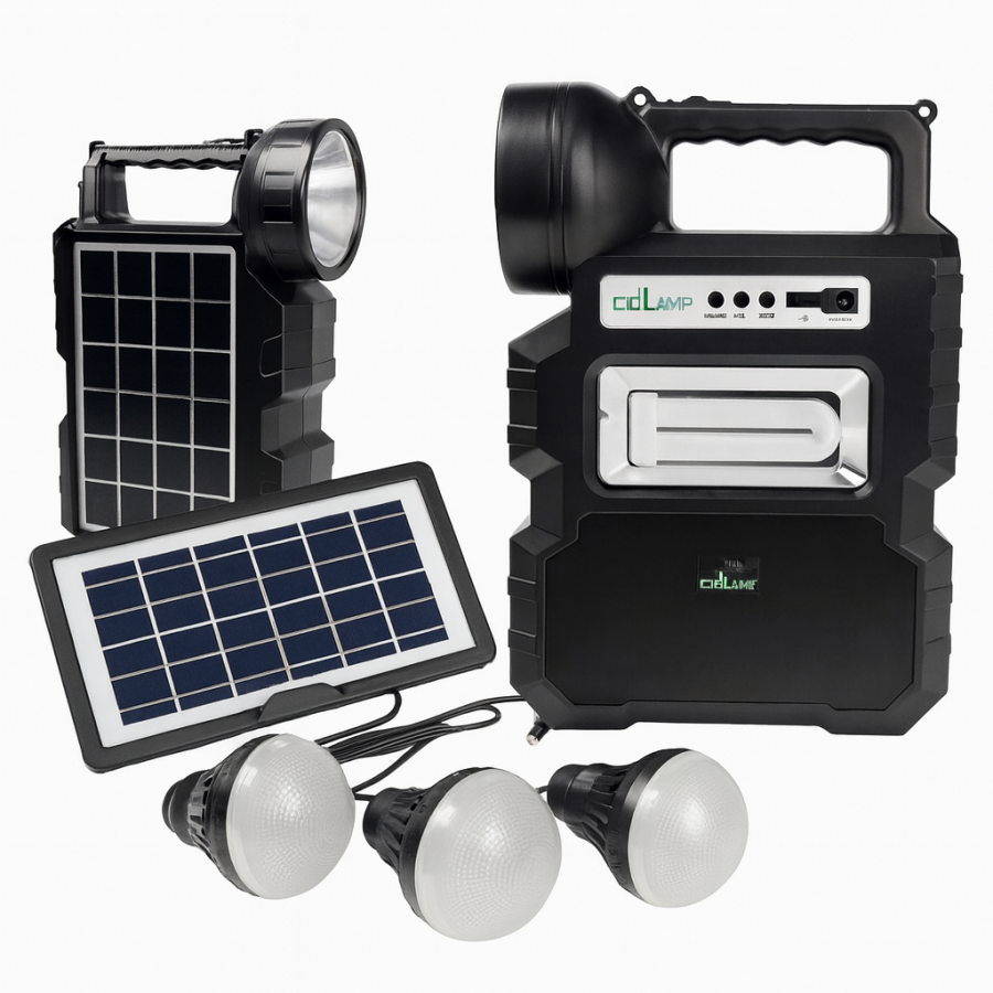 Сонячна зарядна станція VHG CL-810 з Bluetooth, MP3, FM радіо, ліхтарем та 3 LED лампами (Powerbank)