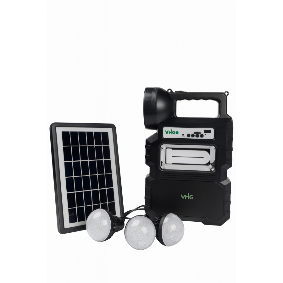 Сонячна зарядна станція VHG CL-810 з Bluetooth, MP3, FM радіо, ліхтарем та 3 LED лампами (Powerbank)