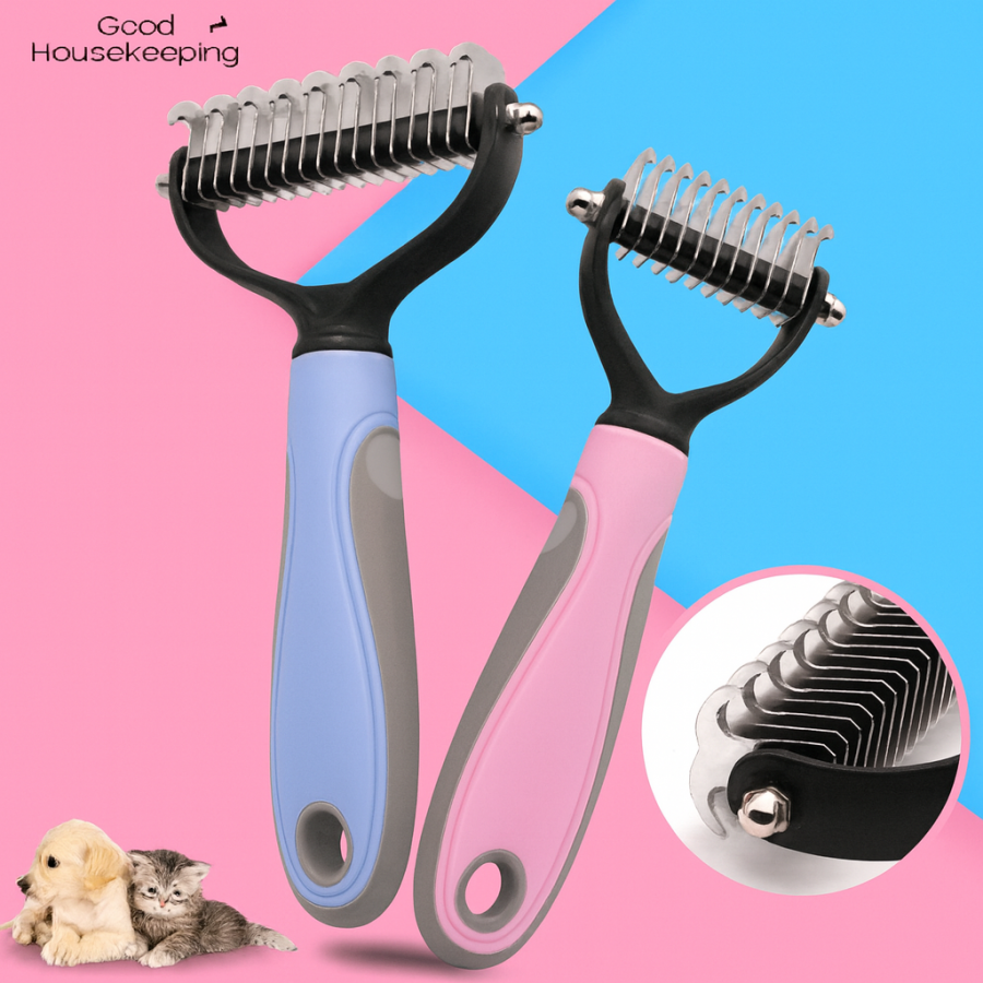 Двусторонняя груминг-расческа для кошек и собак, большая — дематтер, триммер для вычесывания подшерстка