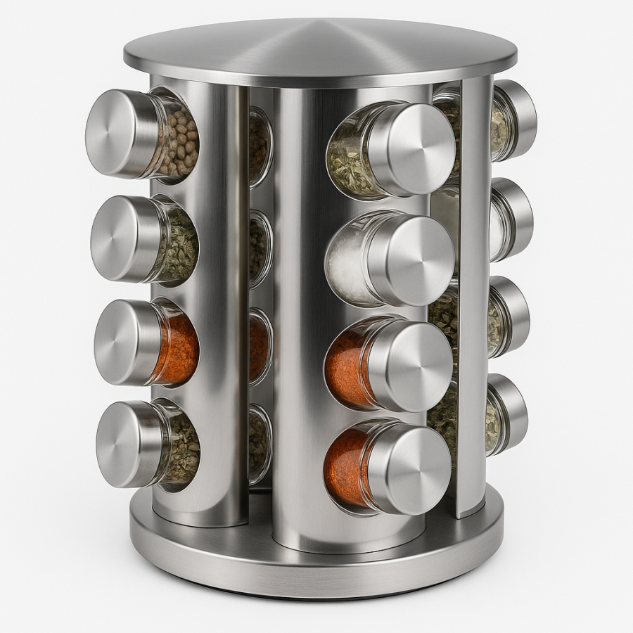 Набор для специй Spice Carousel 16 — вращающаяся стойка из нержавеющей стали с 16 баночками