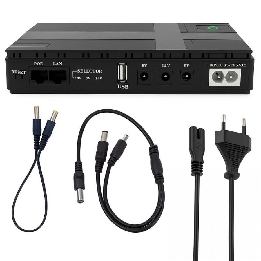 Источник бесперебойного питания Mini UPS 10400 mAh 12V/9V/5V с POE и USB для роутер