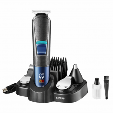 Машинка для стрижки VGR V-108 (набір), 0.5–12 мм, 120 хв автономно, 9 насадок, сталь