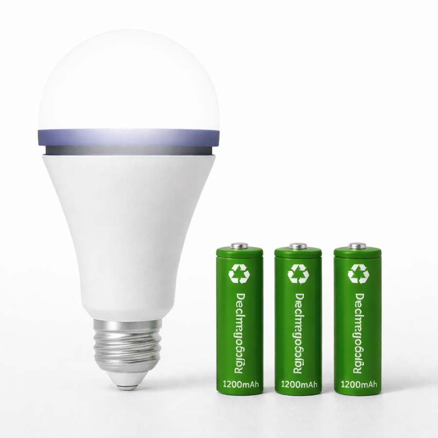 Аварійна світлодіодна лампочка 30 Вт E27 з трьома акумуляторами