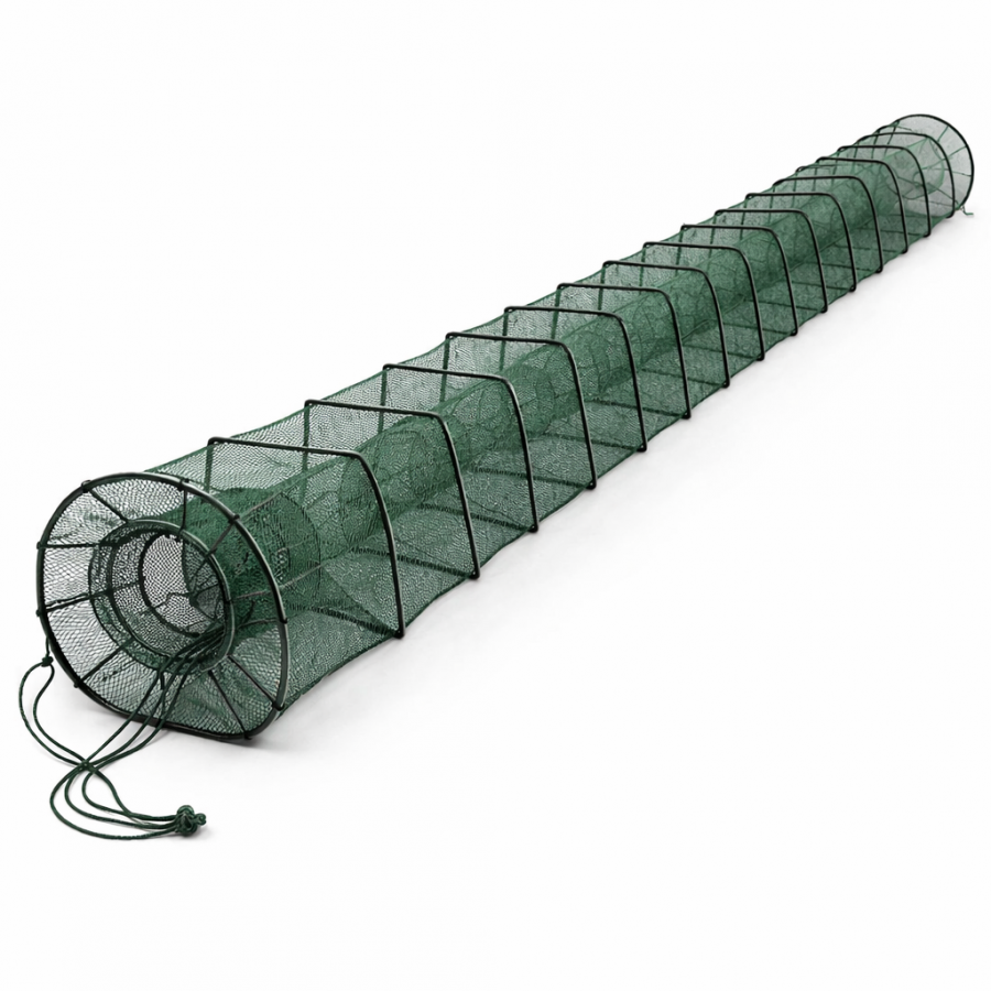 Раколовка велика кордова 18 м, каркас 40×27 см, 26 входів, комірка 16 мм, 2 ракозбірники